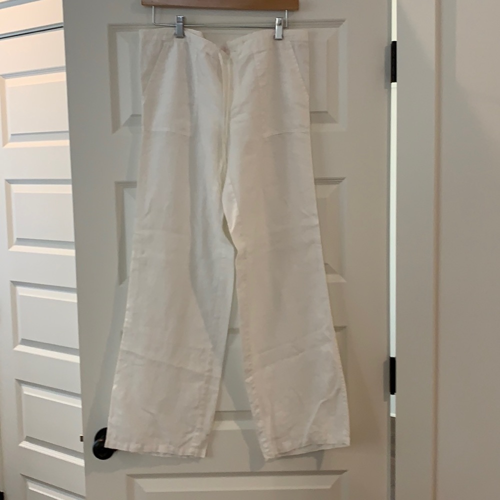 VS white linen beach pants